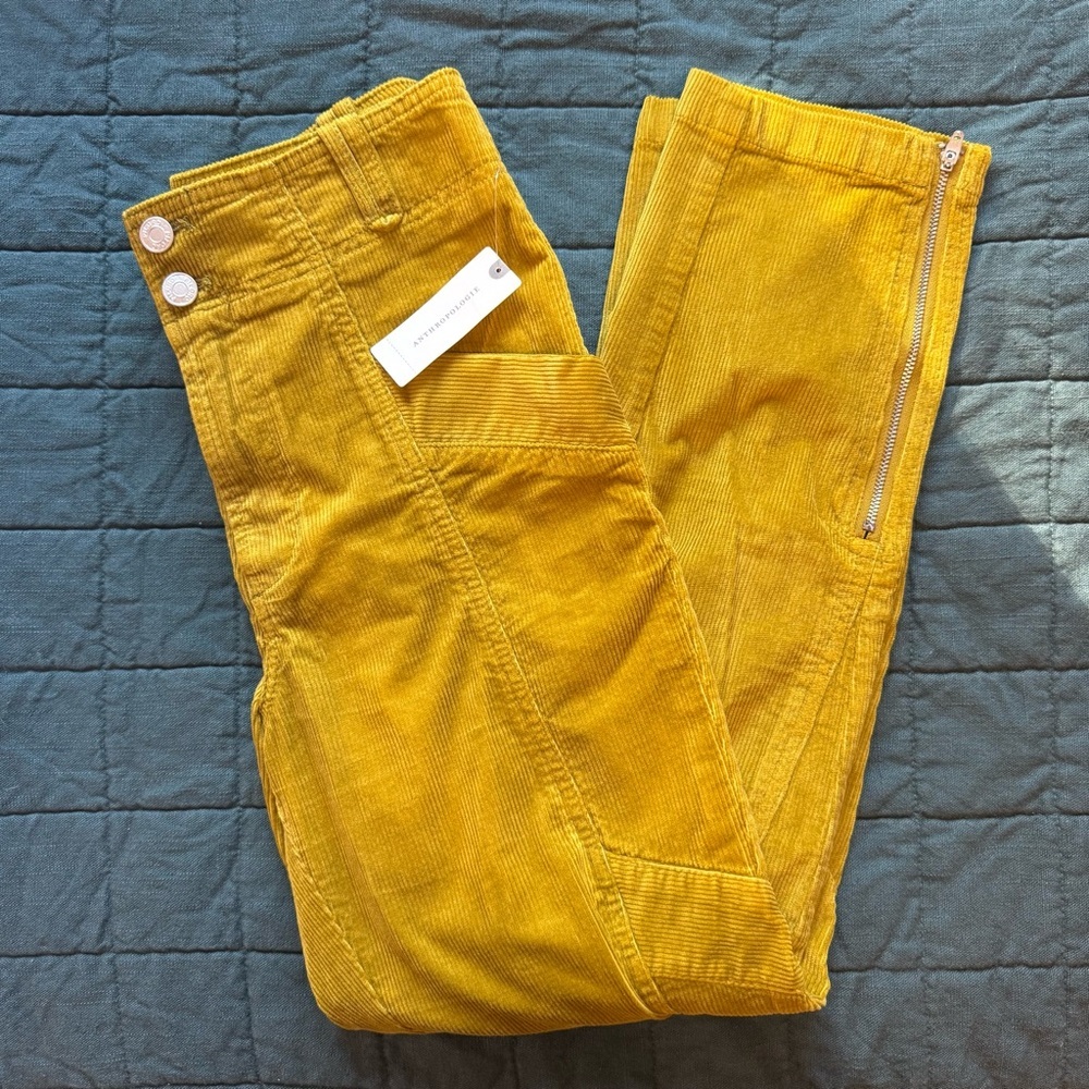 NWT Anthropologie Pilcro Golden Corduroy Trousers Size 27